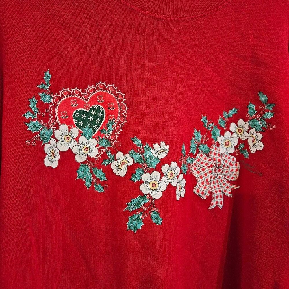 90s ugly christmas red sweatshirt with mockneck - Picture 2 of 4